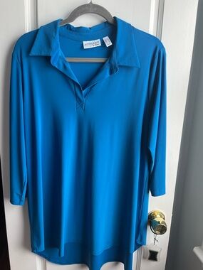 Attitudes by Renee Bright Teal Collared Long Sleeve Tunic